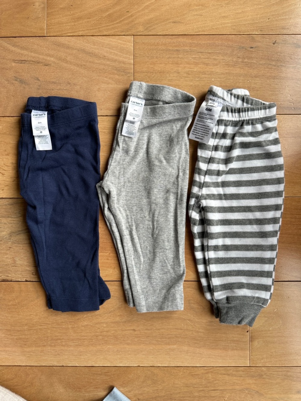 3 Baby Leggings Set - 2 Carter's 1 Baby Essentials Navy, Gray, Gray Stripe